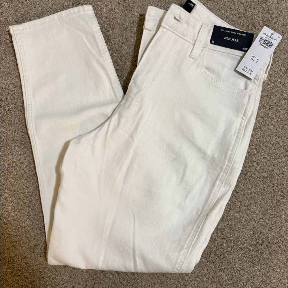 Hollister Ultra-High Rise “Mom Jean” White Denim Jeans